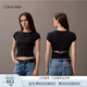 Calvin KleinJeans25春夏女士潮流休閑ck鏤空辣妹正肩羅紋重磅短袖T恤47AB208