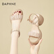 達(dá)芙妮（DAPHNE）坡跟涼鞋女夏厚底一字帶羅馬鞋夏季新款高跟女鞋休閑單鞋 杏色 跟高7cm 37 (235mm)