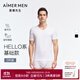 愛慕先生（AIMER MEN）【2件裝】T恤男男士短袖莫代爾舒適上衣NS12C233P 白色+白色110 L (170)