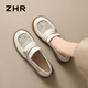 ZHR樂(lè)福鞋女夏季復(fù)古軟底小皮鞋女一腳蹬兩穿單鞋女 AH338E 米色38
