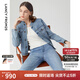 朗姿法式復古百搭休閑短款藍色牛仔外套女新款高級感早春新款上衣 巴黎藍色2 L