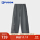 FILA FUSION斐樂(lè )潮牌梭織長(cháng)褲女2025春季新款時(shí)尚寬松休閑工裝褲 默魅灰-DY XL