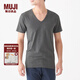 無(wú)印良品 MUJI 男式 使用了棉的冬季內(nèi)衣V領(lǐng)短袖T恤 69AA451 打底衫打底衣 炭灰色 M