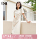 歐莎（OSA）赫本風(fēng)小黑裙中長款優(yōu)雅收腰短袖連衣裙女夏季2025年新款 杏色 S