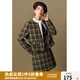 獨(dú)束大碼女裝格紋毛呢套裝2024冬季新品時(shí)髦復(fù)古通勤千金外套半裙 綠咖格外套 2XL (尺碼：4) (尺碼：4)