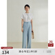 自巧小個子設(shè)計感小眾褲子女2023夏季新款寬松直筒高腰休閑拖地褲 碧落藍(lán) M (4碼)