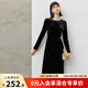 顏域天鵝絨小黑裙女2024新款早秋收腰顯瘦連身裙高級感氣質(zhì)連衣裙 黑色 XL/42