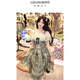 LULUALWAYS華服系列-窈窕淑女25夏季新款法式復古公主露肩連衣裙 綠色 S