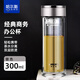 哈爾斯茶水分離杯泡茶玻璃水杯子男女士雙層防燙便攜車載商務(wù)家用耐高溫 銀色300ml