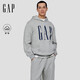 GAP【情人節(jié)】男女裝秋季新款logo印花抓絨寬松套頭連帽衫衛(wèi)衣786923