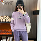 啄木鳥(niǎo)運動(dòng)長(cháng)袖套裝女秋季款時(shí)尚百搭顯瘦休閑大碼衛衣兩件套 淺紫 XL