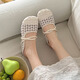 樂(lè )卡利復古軟底包頭半拖鞋女夏2025新款網(wǎng)紗透氣外穿涼拖鞋法式平底單鞋 米白色 37