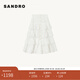 SANDRO2024春秋款女裝白色設計感鏤空蛋糕裙半身裙SFPJU01175 10/白色 XS (34)