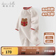 戴維貝拉（DAVE＆BELLA）新生兒衣服0-3個(gè)月寶寶半邊絨連體衣嬰兒爬服秋冬新款男寶哈衣 米色【現貨】 73cm （建議身高66-73cm）