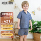 Milkbarn2025春夏新品兒童襯衫套裝男女童洋氣童裝寶寶純棉衣服 牛仔藍 90 (18-24月-參考身高80-90cm)