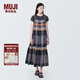 無印良品（MUJI）女式馬德拉斯格紋吊帶連衣裙女裝裙子格子裙純棉全棉長(zhǎng)裙BC2IIA4S 深藏青色格紋 L 165/88A