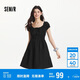 森馬（Semir）連衣裙女收腰蝴蝶結(jié)少女感2025夏俏皮木耳邊方領(lǐng)短裙109325114007