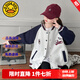 G.DUCKKIDS童裝女童外套春秋季2025新款兒童棒球服春裝時尚印花夾克上衣女孩 2506白花灰色 160 尺碼13~14歲【150-160cm】