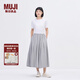 無印良品（MUJI）IDEE 女式 平紋 寬版褲 褲子女款休閑褲女裝裙褲 闊腿褲 夏季 煙熏綠色 均碼