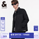杰克·瓊斯（JACK&JONES）男裝衣服秋冬燈芯絨拼接輕薄羽絨服男短款夾克襯衫式外套男士保暖 E40 黑色 XL 185