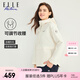 ELLE ACTIVE簡約時尚百搭梭織外套女初秋抽繩連帽運動休閑拉鏈風(fēng)衣夾克運動服 米白 M