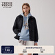 Teenie Weenie小熊棉服女冬裝簡約休閑風(fēng)時髦翻領(lǐng)輕薄棉服外套短上衣 黑色 M (165)