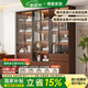擁愛ENF級(jí)書柜一體靠墻定制全實(shí)木橡木中古風(fēng)帶玻璃門展示柜置物柜 1.8*2.4四門玻璃門書柜 ENF母嬰級(jí)環(huán)?？咕?8MM加厚橡木