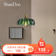 ShareDon吊燈餐廳吧臺(tái)日式花瓣中古床頭臥室玻璃小吊線燈具家用2025新款 B款-綠色花型燈罩