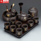 正揚(yáng)紫砂壺茶具套裝家用整套高檔功夫泡茶器陶瓷茶杯商務(wù)辦公禮品茶盤 紫砂龍壺舍得8杯整套+長胡琴黑