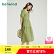 熱風(fēng)連衣裙女夏季新款女士簡(jiǎn)約方領(lǐng)舒適親膚休閑顯瘦a字裙子 07綠色 S