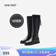 NINE WEST/玖熙長(zhǎng)筒靴牛皮低跟騎士靴長(zhǎng)靴女 NG412203CH 黑色(絨里)36