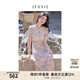 JESSIE【博主同款x花影】法式氣質(zhì)連衣裙夏季優(yōu)雅精致修身碎花裙 花色 L
