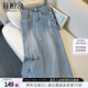 絲柏舍牛仔半身裙2025春夏新款女裝時(shí)尚高腰休閑中長(cháng)款A字裙