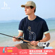 哈吉斯（HAZZYS）男裝 夏季款休閑上衣前胸大狗圖案圓領(lǐng)短袖T恤男ASTZE0BBE62 藏青色NV XL （180/100A 50）
