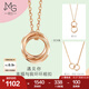周生生七夕雙環(huán)K金項鏈 18K紅色黃金雙圓環(huán)相扣吊墜配鏈款 91873U定價 47厘米
