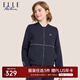 ELLE ACTIVE 棒球領(lǐng)夾克外套女裝秋季時(shí)尚百搭簡(jiǎn)約花卉印花運動(dòng)休閑通勤外套 藏青色 XL