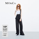 MO&Co.寬松直筒側(cè)開叉顯瘦美式復古休閑牛仔背帶褲 牛仔黑色 S 160