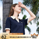 百圖betu女裝春夏新款T恤時(shí)髦拼色polo領(lǐng)寬松百搭T恤女2403T15 寶蘭 L