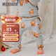 Milkbarn春秋嬰兒褲子 0-12月新生兒高腰彈力打底褲寶寶護(hù)肚長褲 灰藍(lán)牦牛1條 73