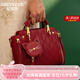 紀(jì)詩哲（GIEVSZHE）輕奢品牌包包女包菱格戴妃包手提新娘結(jié)婚包 生日七夕情人節(jié)禮物 紅色  七夕情人節(jié)禮物