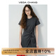 VEGA CHANG小個(gè)子連衣裙2025年夏裝新款不規則裙擺顯瘦t恤短裙子 晨霧灰 L