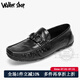 Walker Shop豆豆鞋男商務(wù)休閑皮鞋【頭層牛皮】軟底舒適樂(lè)福鞋2025夏季男鞋子 黑色 41