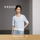 ERDOS 春夏圓領(lǐng)雙提短袖純棉法式文藝復(fù)古修身女套衫針織衫 天青色 M 160/84A