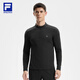 FILA 斐樂(lè )官方男子針織長(cháng)袖上衣2025冬季新款健身運動(dòng)加絨基礎長(cháng)T 深黑-BK L 175/96A/L