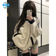 慕瑤雨時(shí)尚棒球服女2025年新款春秋季韓系復古條紋休閑寬松學(xué)生夾克外套 灰色 M 95-105斤