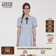 Teenie Weenie小熊女裝連衣裙2025夏季新款清新簡約學(xué)院翻領(lǐng)短袖裙 淺藍色 S