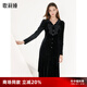 歌莉婭（GOELIA）長袖連衣裙女新款設(shè)計(jì)感氣質(zhì)蝴蝶結(jié)絲絨小黑裙子1B1R4H150 00B黑色 L -