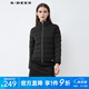 sdeer圣迪奧2021冬季直筒型常規(guī)款OL女裝休閑高領(lǐng)撞色字母拼接短款羽絨服S21482449 黑色/91 S 160
