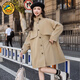哈羅小黃鴨（G.DUCKKIDS）女童長款外套2025新款女大童洋氣時髦韓版大衣兒童春秋款春裝風衣 短款淺棕色外套 120 cm