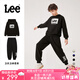 Lee童裝兒童套裝男女童衛(wèi)衣春季新品小學(xué)生連帽運動休閑外套褲子 黑色 140 cm